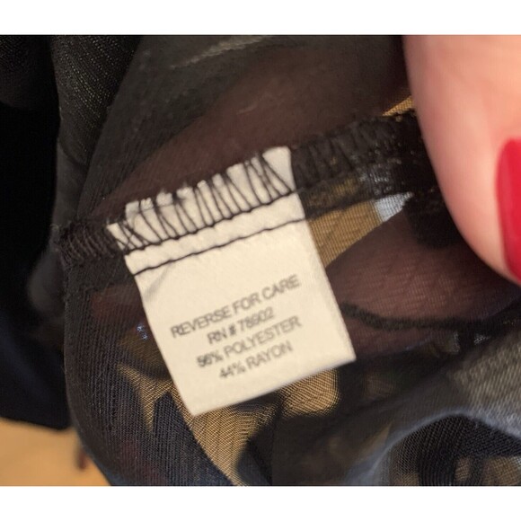 Vintage Erin by Erin London Top Women's‎ XL Sheer Black Floral Button-Up EUC - Picture 7 of 8